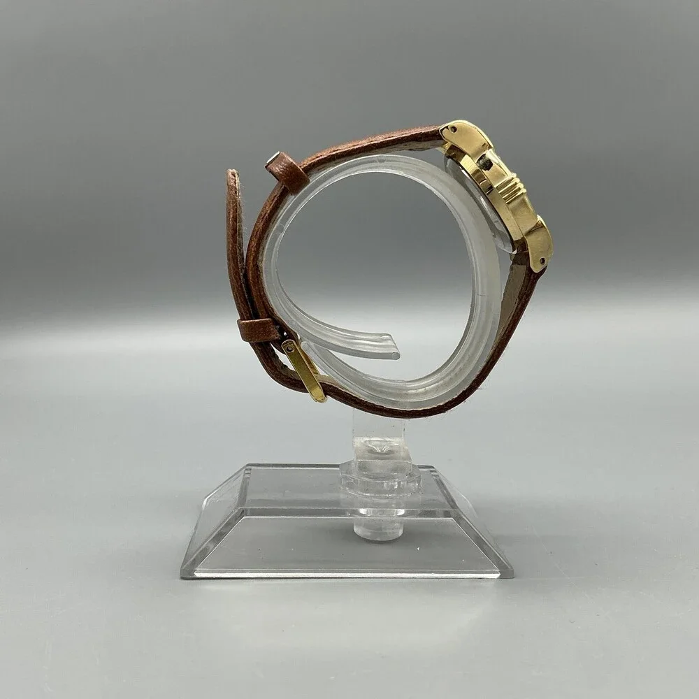 Watch-it! Womens Watch 24mm Cream Dial Gold Tone Brown Leather New Battery